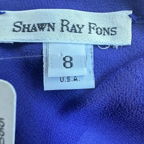 Shawn Ray Fons Tiered Chiffon Silk Strapless Cocktail Dress Size 8 Blue NWT $880 - Picture 6 of 10